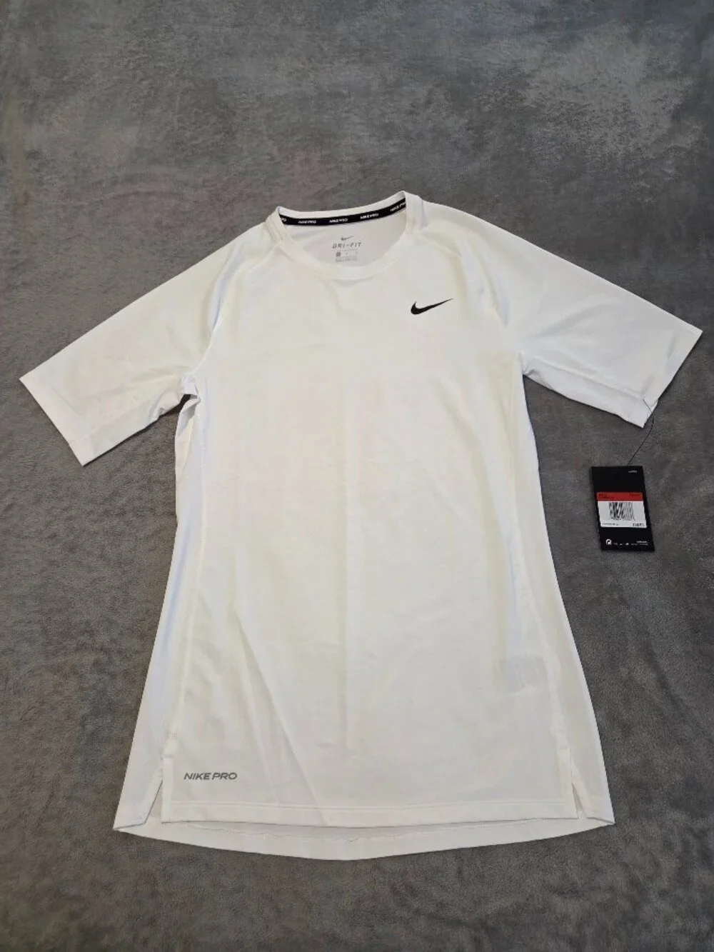 Nike Pro Men's Dri-Fit White Short Sleeve Compression Fitted Training Shirt Sz L - Picture 1 of 9